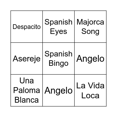 Spanish Bingo Card