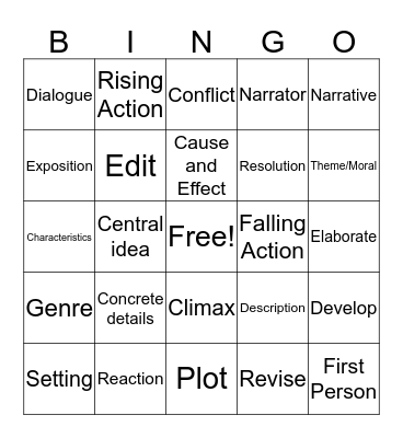 Reading Vocab. 1 Bingo Card