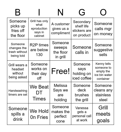 Mcdonalds Bingo Card