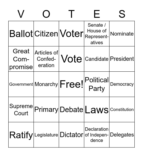 Elections Bingo Card