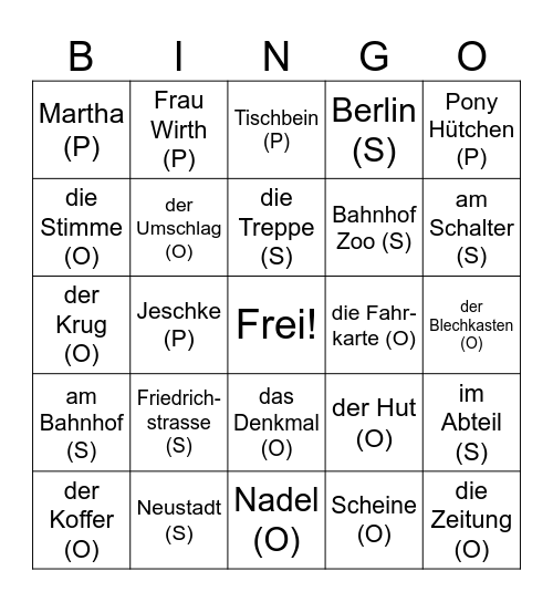 Emil und die Detektive Bingo Card