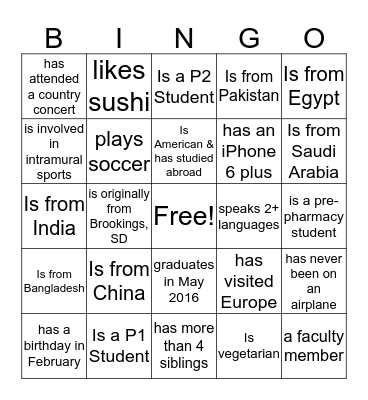Find Some Who: Bingo Card