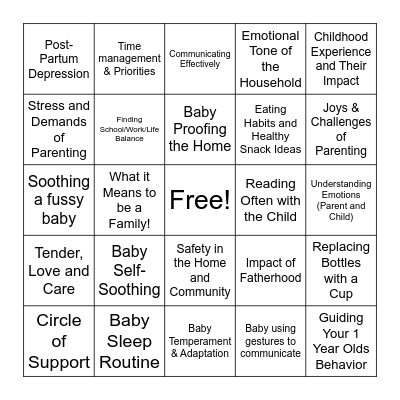 BONDING IN ACTION Bingo Card