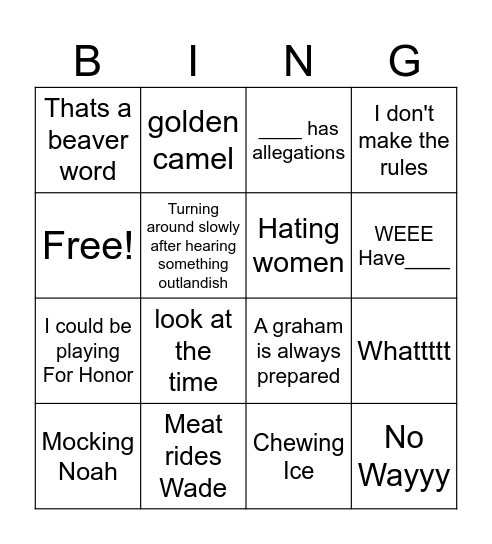 Kyle Card Bingo Card