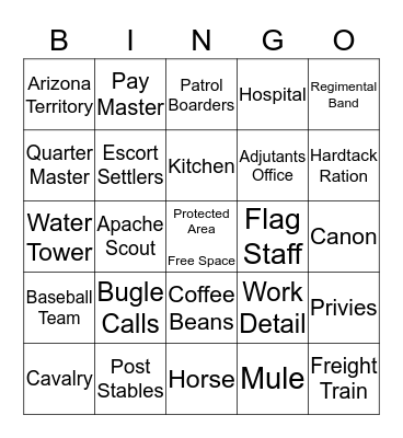 FORT LOWELL BINGO Card