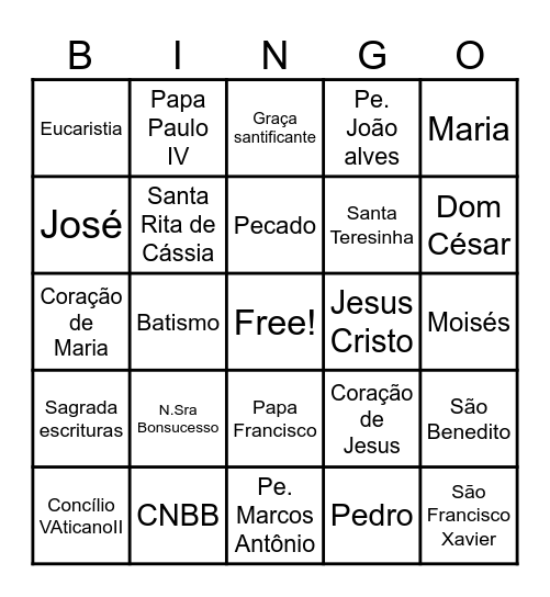 BINGO MISSIONÁRIO Bingo Card