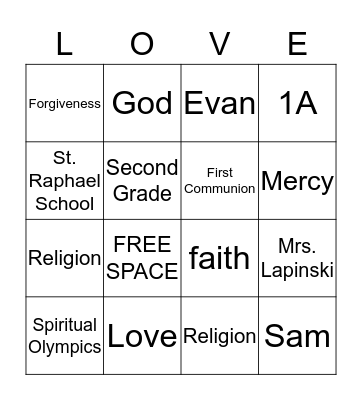 A Year of Forgiveness, Mercy Bingo Card