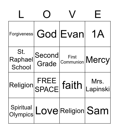 A Year of Forgiveness, Mercy Bingo Card