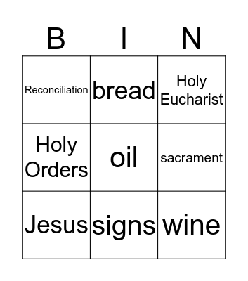 Sacrament Bingo Card