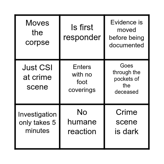 CSI Bingo Card