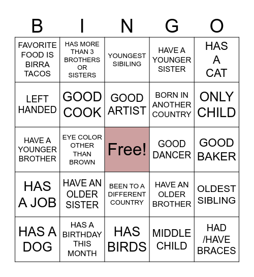 1ST DAY BINGO Card