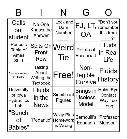 Schaeffer Bingo Card