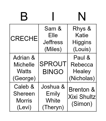 CRECHE BINGO Card