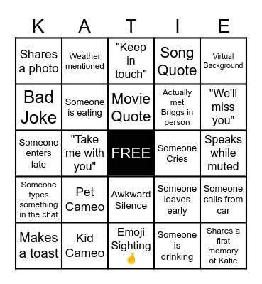 Dr. Briggs Farewell Bingo Card