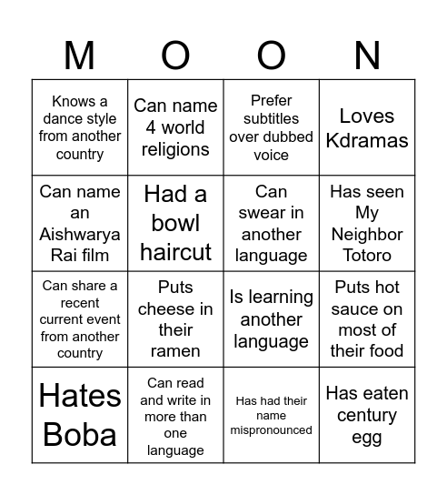 AACRE Harvest Moon Bingo Card