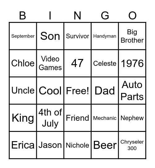 AJK47 Bingo Card