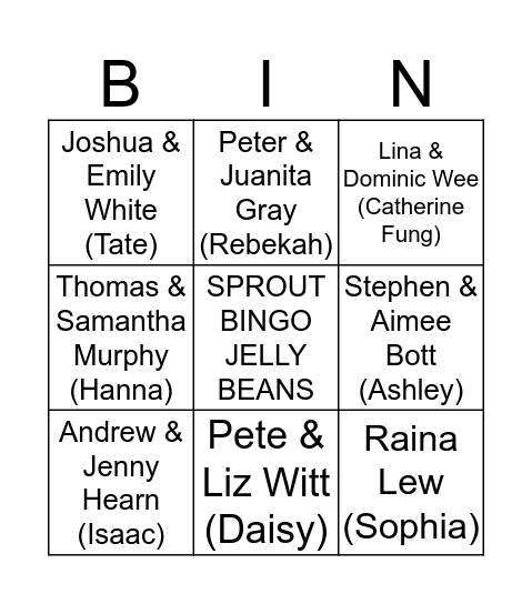 JELLY BEANS BINGO Card