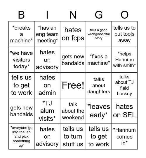 Behling Bingo Season 2 Bingo Card