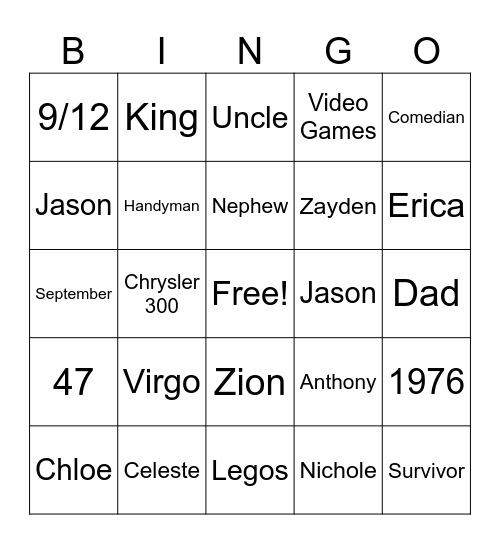 AJK47 Bingo Card