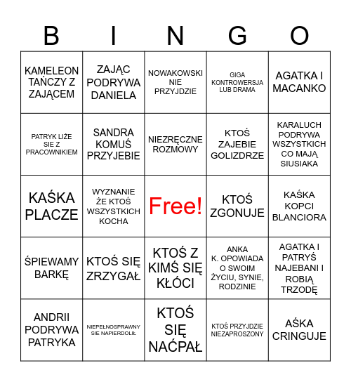 PRACOWNICZKA 23’ BINGO Card