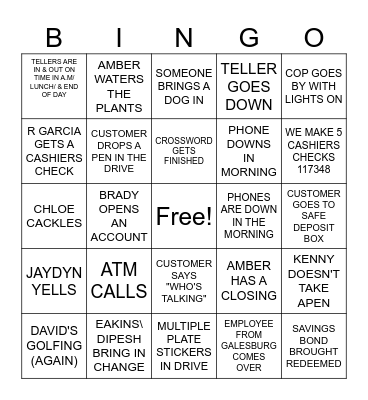 TOMPKINS BINGO Card