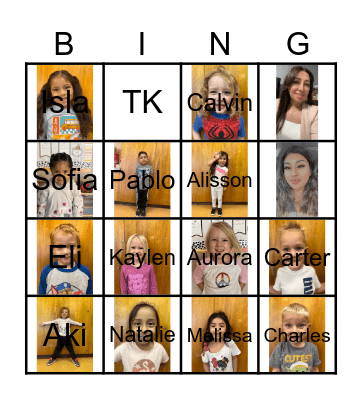TK Students 2023 Bingo Card