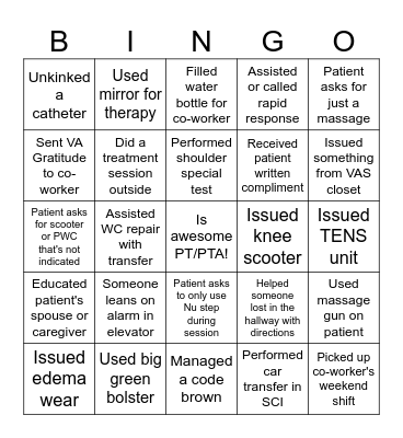 PT MONTH BINGO Card