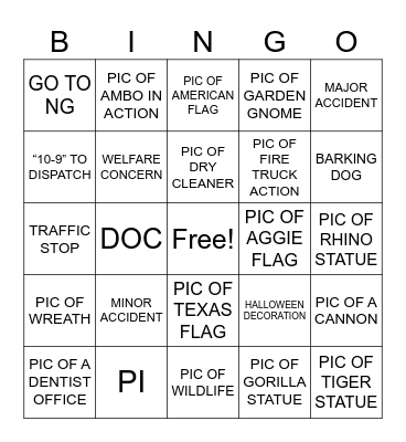 Squad 6 Bingo Card