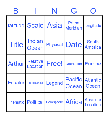 Mapping Bingo Card