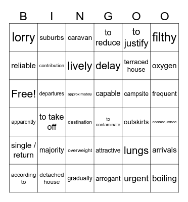 Gateway B1+ Units 1-3 Bingo Card