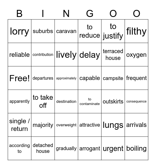 Gateway B1+ Units 1-3 Bingo Card