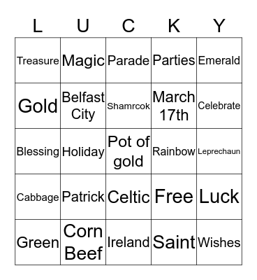 St Patties Day bingo  Bingo Card