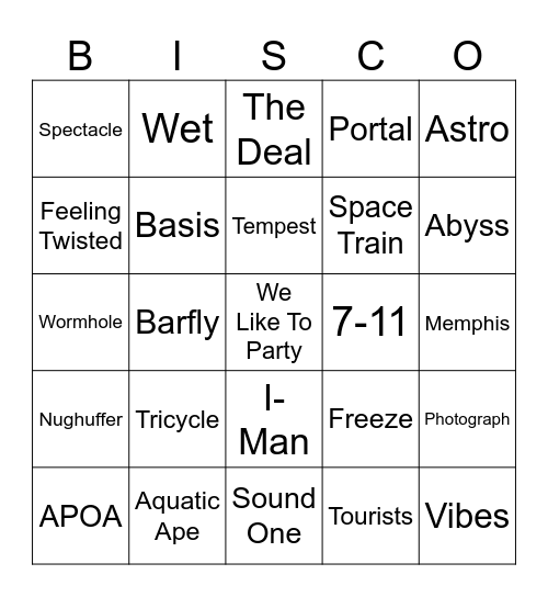 Bisco Bingo Card