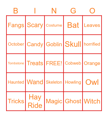 Spooky Bingo Card