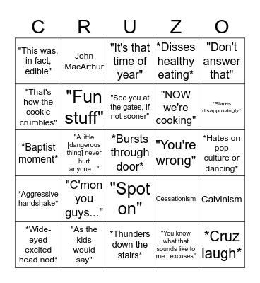 Cruz Bingo v2.0 Bingo Card