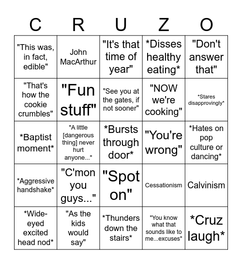 Cruz Bingo v2.0 Bingo Card