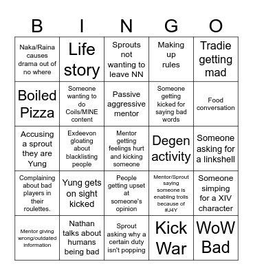Novice Network Bingo Card