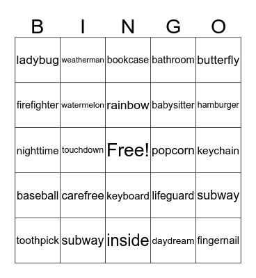 Word Bingo Card