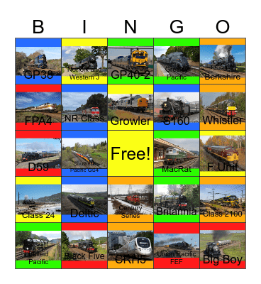 Great World Train Excursions Bingo Card
