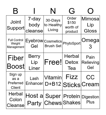 Arbonne Bingo Card