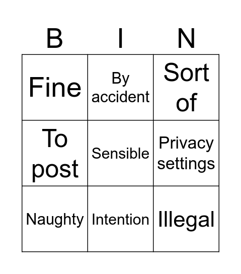 Sharenting, Happy family Bingo Card