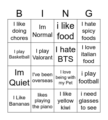 Group 3 Bingo Card