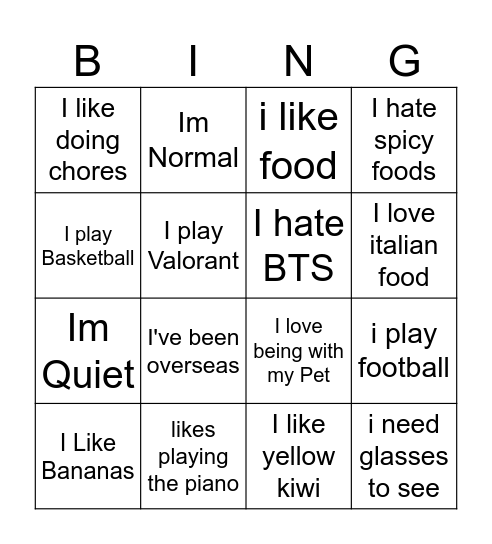 Group 3 Bingo Card