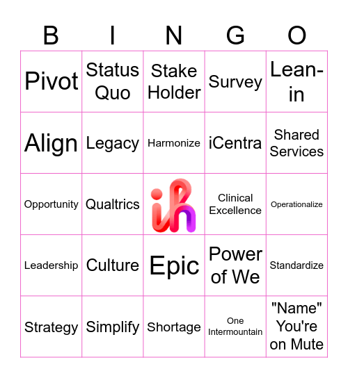Pharmacy Buzzwords Bingo Card