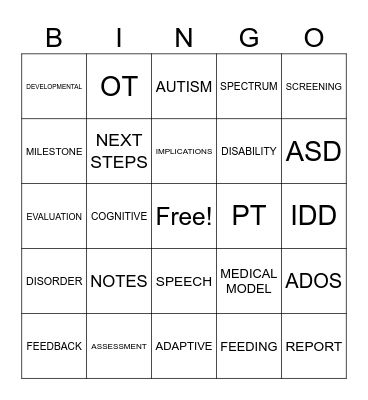 Assessment Bingo 1 Bingo Card