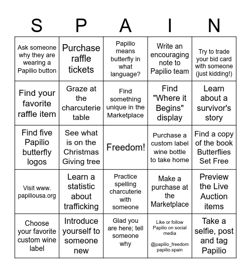 Taste of Freedom Bingo Card