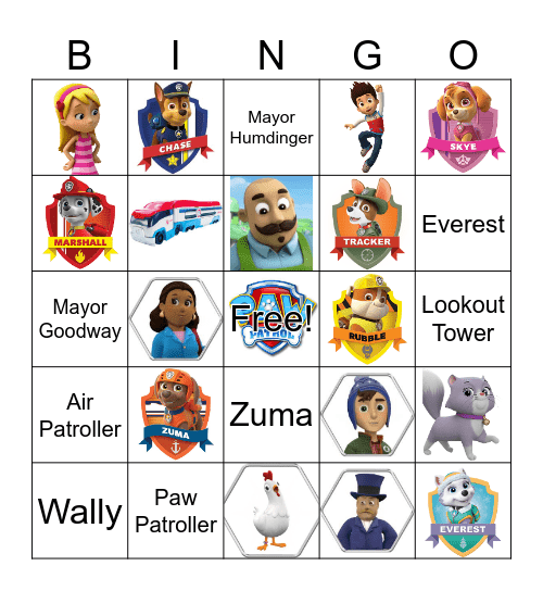 PAW PATROL BINGO Card