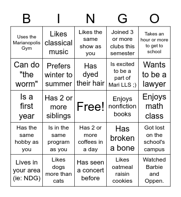 Find someone who... Bingo Card