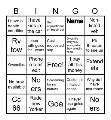 Untitled Bingo Card
