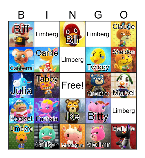 Animal Crossing Bingo Card